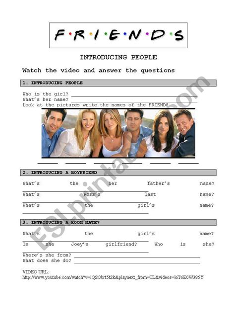 Introducing People Friends Tv Show Esl Worksheet By Rominaarena