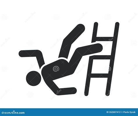 Slippery Stairs Warning Stickman Figure Falling Down The Stairs Stock