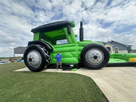 40’ Big Green Tractor Bounce House W/Slide Combo - Hoosier Bouncers ...