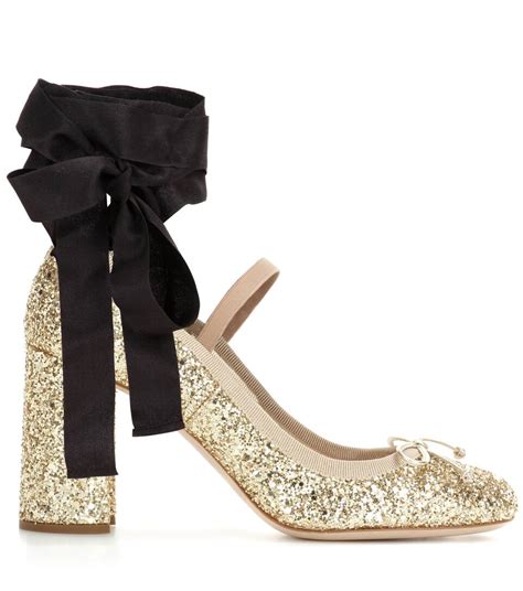 Miu Miu Glitter Pumps Pirite Modesens