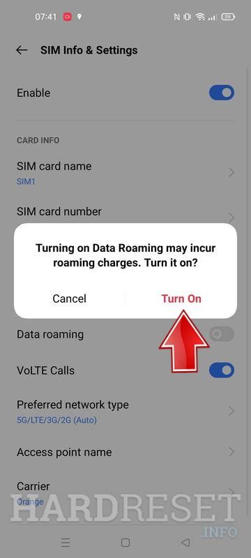 Activar el roaming de datos REALME 8i Mostrar más HardReset info