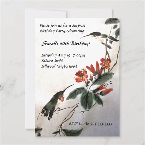 Hummingbird Birthday Invitation | Zazzle.com