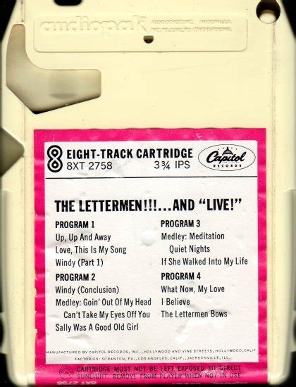 The Lettermen - The Lettermen!!!...And "LIVE" 1967 Capitol 8-track tape