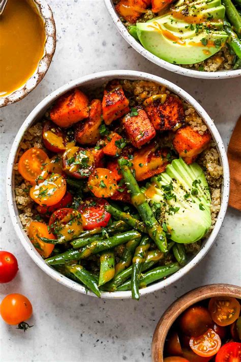 Sweet Potato Grain Bowls With Turmeric Honey Mustard Dishing Out Health