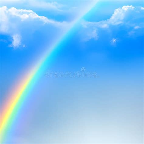 Rainbow in the Blue Sky with Clouds. Stock Illustration - Illustration ...