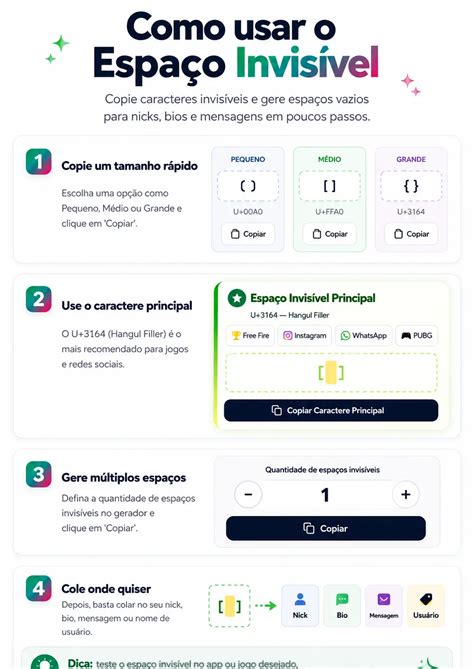 Espaço Invisivel Copiar E Colar - Espaço Invisível ( ) Caractere invisível [ ] Copiar e colar