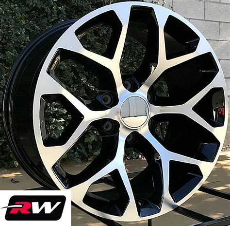 20 Inch Chevy Suburban OE Replica Snowflake Wheels Machined Black Rims