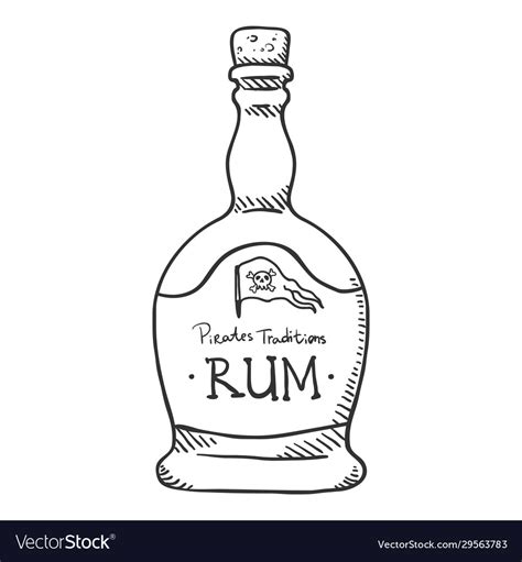 Sketch - bottle rum Royalty Free Vector Image - VectorStock