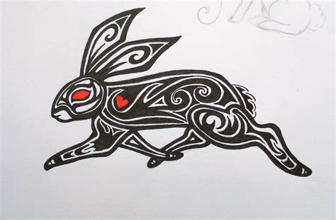 Tribal Rabbit Tattoo With Heart Detail Rabbit Tattoos Bunny Tattoos