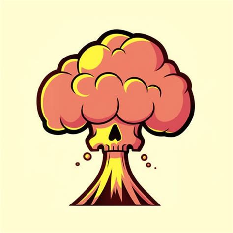 Premium AI Image | a cartoon style image of a mushroom cloud with a ...