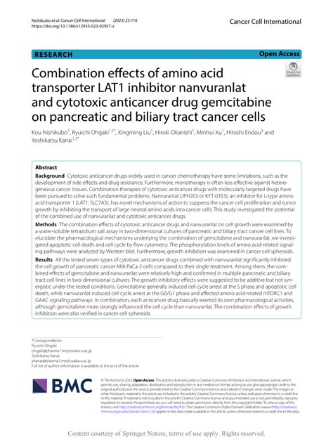 Pdf Combination Effects Of Amino Acid Transporter Lat Inhibitor