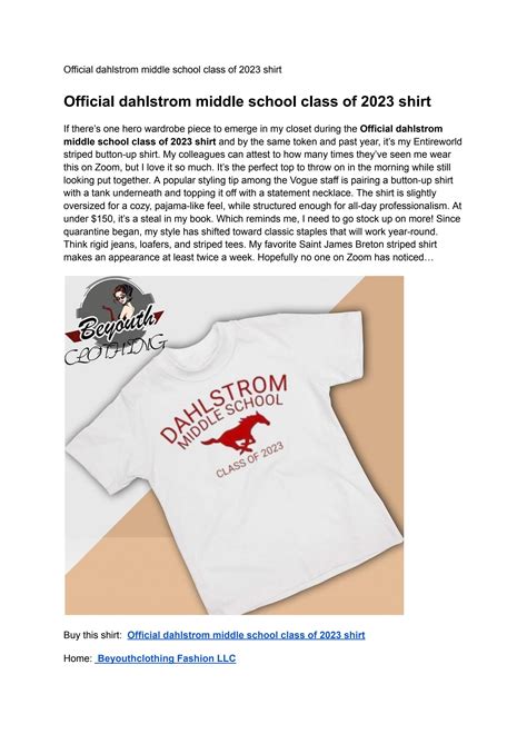 Official Dahlstrom Middle School Class Of 2023 Shirt By Be Youth Issuu