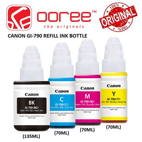 ORIGINAL CANON GI790 GI 790 BLACK 135ML CYAN MAGENTA YELLOW