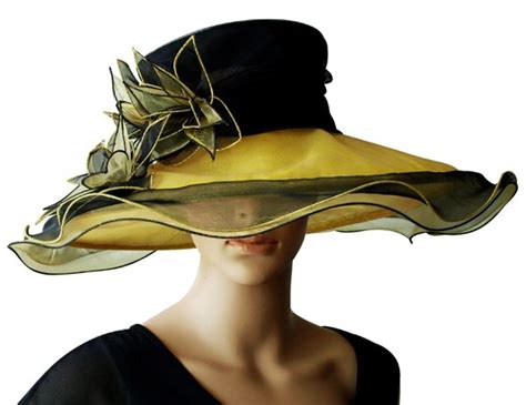 Yellow Organza Hat Church Hat Organza Hat Yellow And Black P7075856