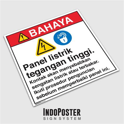 Jual Stiker Safety Sign Rambu K3 Ansi Panel Listrik Tegangan Tinggi Kab Bandung Indoposter