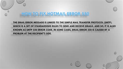 Ppt How To Fix Hotmail Error 550 Powerpoint Presentation Free