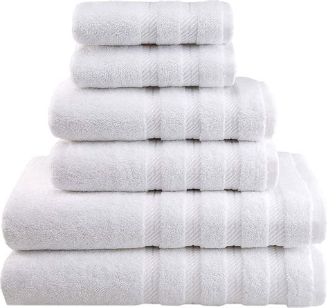 American Soft Linen Bath Towel Sets (6 Piece Towel Set, Bright White ...