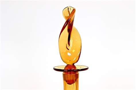 1960 S Hand Blown Amber Glass Decanter And Stopper By Rainbow Art Glass Co Vintage Mid Century