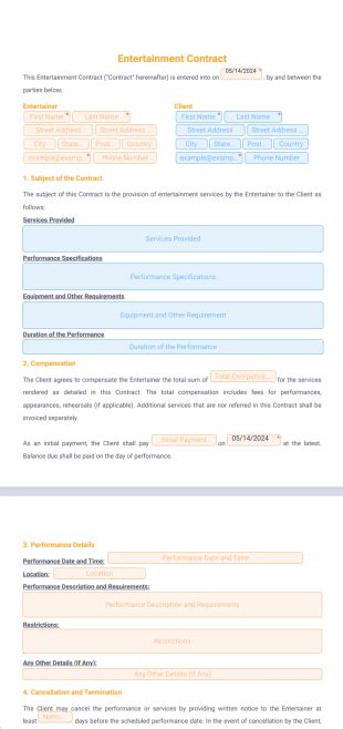 Entertainment Contract Sign Templates Jotform