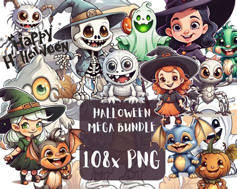 108x Halloween Clipart Mega Bundle Png Images Transparent Etsy