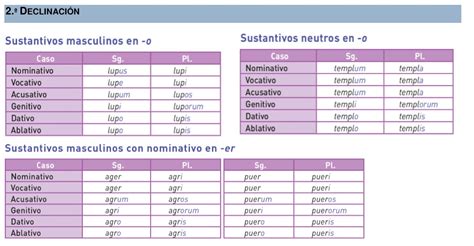 A Vueltas Con Las Letras Esquema Declinaciones Latinas