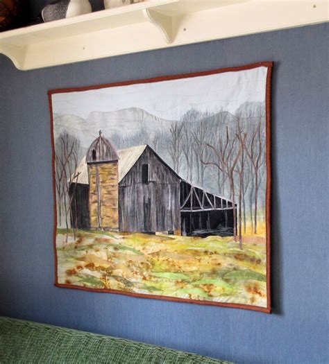 Hand Painted Fabric Art Quilt Wall Hanging Barn Etsy