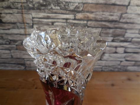 Vintage German Crystal Cut Glass Rose Vase Etsy