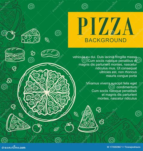 Pizza Menu Background With Hand Drawn Doodles Vector Modern And Trendy