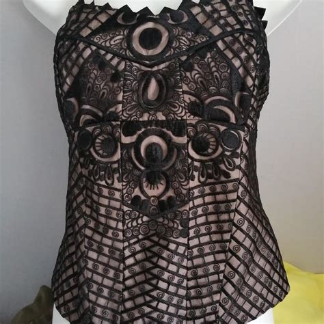 Next Sz New Women S Black Nude Bustier Corset Top Depop