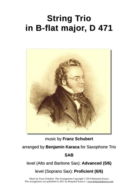 String Trio In B Flat D 471 Sheet Music Franz Schubert Woodwind