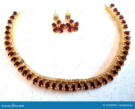 Dark red diamond necklace stock photo. Image of earings - 167345544