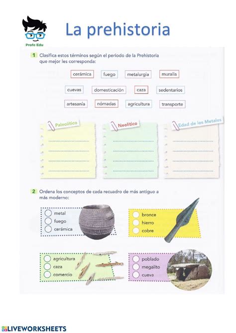 La prehistoria online worksheet – Artofit