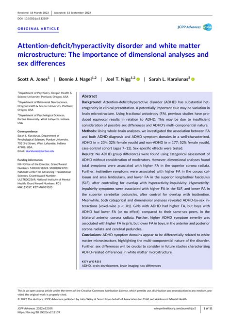 Pdf Attention‐deficit Hyperactivity Disorder And White Matter