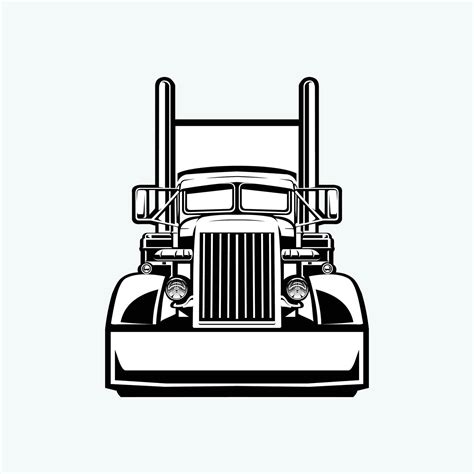 Classic Semi Trailer Truck Front View Vector Art Monochrome Silhouette Isolated 29089155 Vector