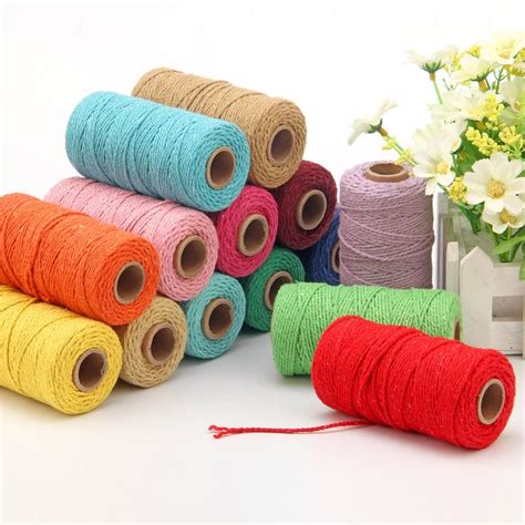 2mmx100m Multi Color Cotton Twist Rope Diy Materials Macrame Rustic