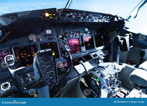 Passenger Aircraft Cockpit stock photo. Image of window - 28169614