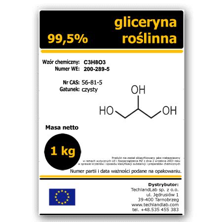 Gliceryna roślinna 99,5 % – TechlandLab Sklep Chemiczny Online