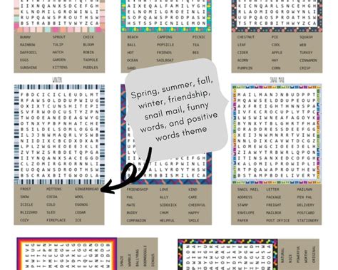 Mini Word Searches Printable Pocket Word Searches For Snail Mail Etsy