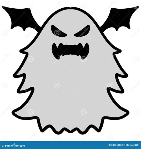 Caricatura Fantasma Espeluznante De Halloween Sobre Fondo Blanco Stock