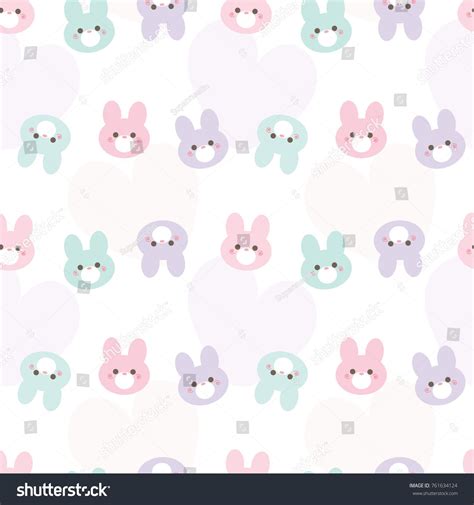 Seamless Pattern Cute Cartoon Bunny Face Vetor Stock Livre De