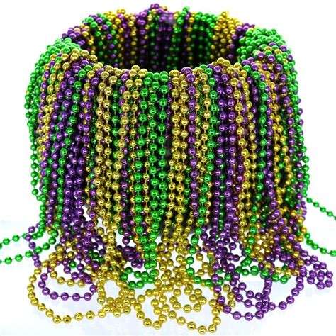 Texpress 144 Pack Purple Gold Green Mardi Gras Beads Bulk Mardi