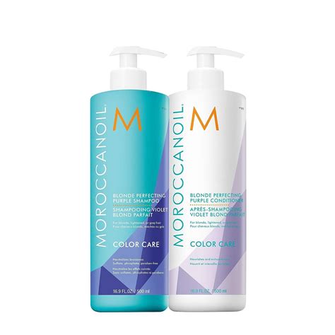 Moroccanoil Blonde Perfecting Purple Shampoo Conditioner Half Liter Set