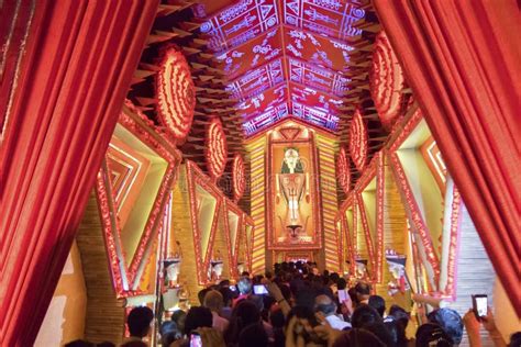 Night Image Of Decorated Durga Puja Pandal Kolkata West Bengal India