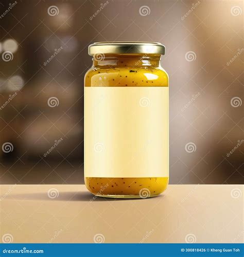 Jar Of Mustard Condiment Blank Empty Generic Product Packagin Mockup