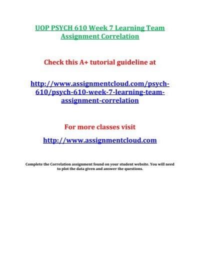 UOP PSYCH 610 Week 7 Learning Team Assignment Correlation