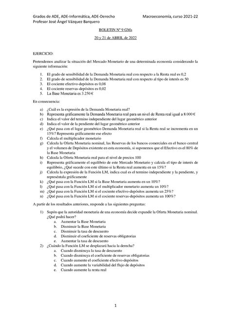 Boletin GM 9 Macro Para Alumnos Sin Respuesta Grados De ADE ADE