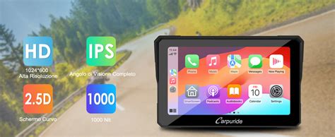 Carpuride W B Schermo Gps Carplay Per Moto Con Supporto