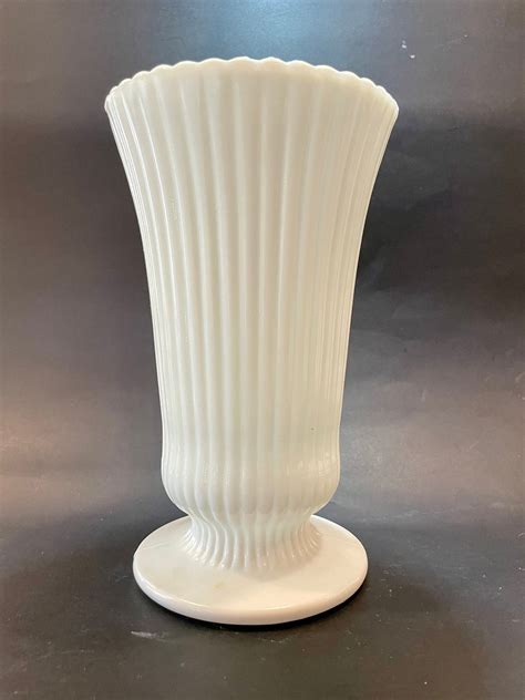 Vintage E O Brody Milk Glass Vase Etsy