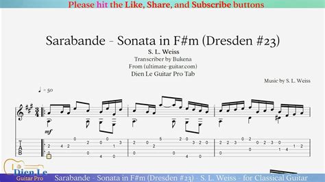 Sarabande Sonata In F M Dresden S L Weiss For Classical