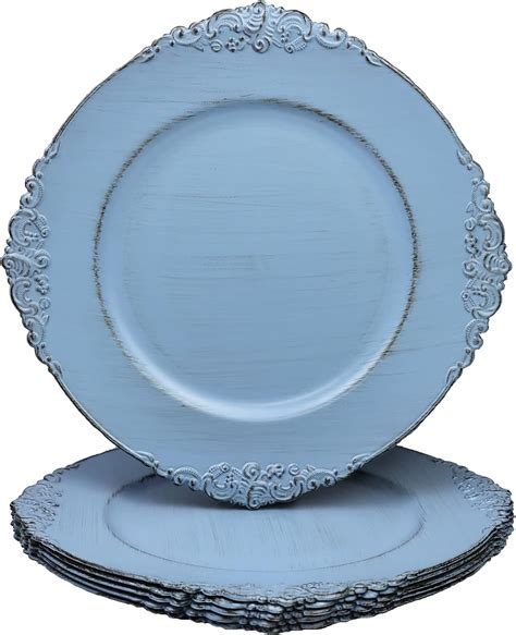 Amazon Leemxiiny Antique Blue Charger Plates Elegant Plastic